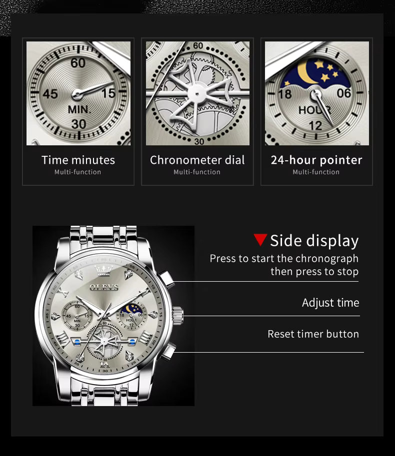 Vyna Luxe OLEVS Men's Multifunctional Quartz Chronograph Watch